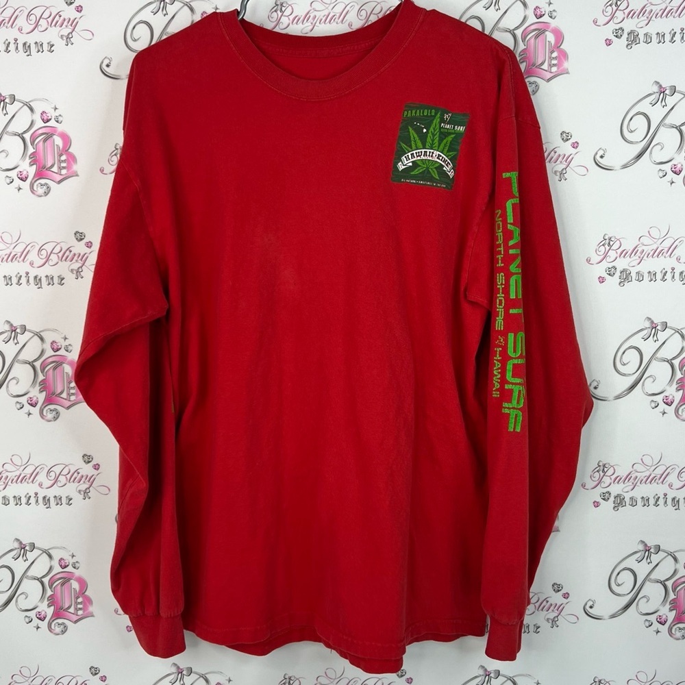 Planet surf Hawaii north short long sleeve Red Long Sleeve Graphic Tee